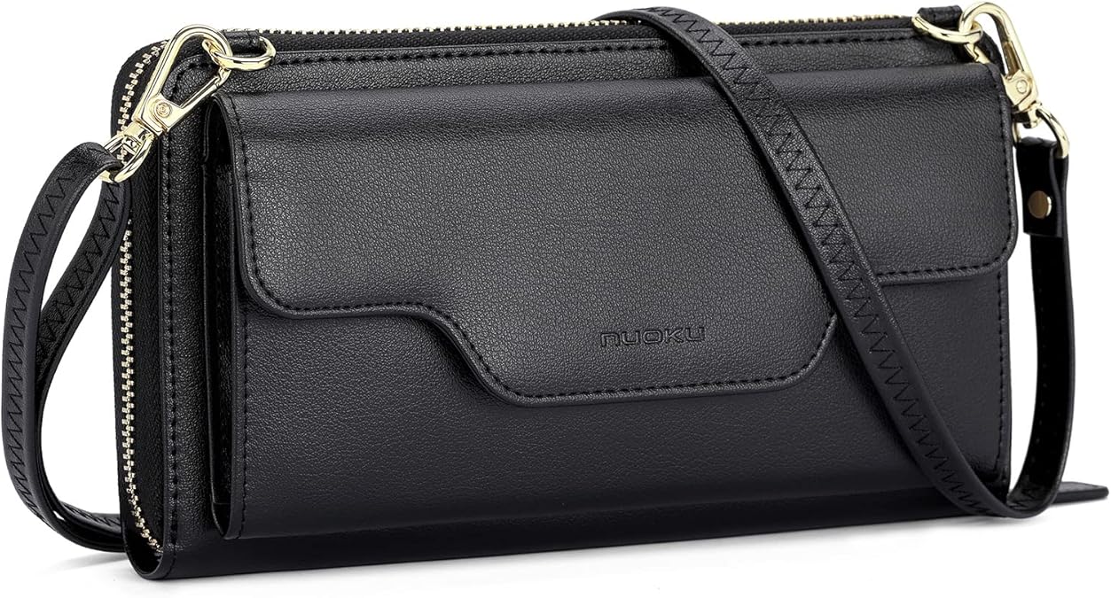 nuoku Women's Small Crossbody Bags Wristlet Clutch Wallet Purses with Card Slot Phone Holder
