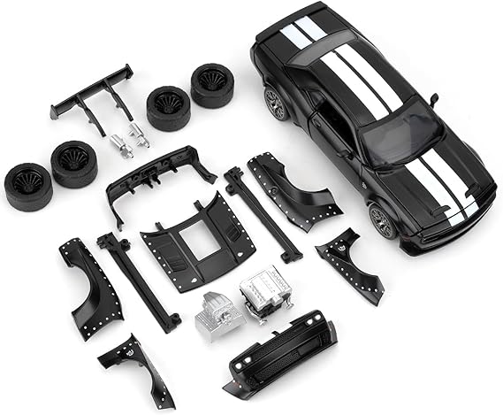 1:36 Assembled Car Model for 2022 Dodge Challenger SRT Hellcat, Zinc Alloy Vehicle Toy Kit,Educational Building Blocks Toys Birthday Gift for Children (Black)