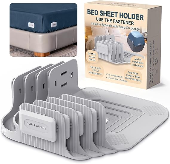 Bed Sheet Holders for Corners, Snap-Lock Fitted Sheet Locks, 4 Pack