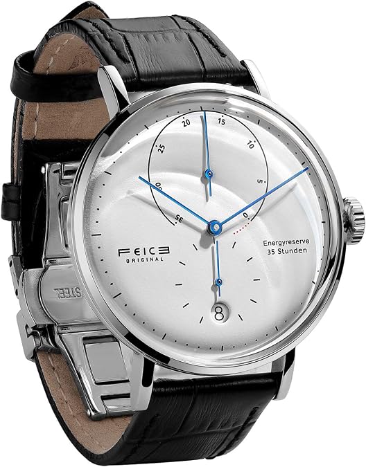 FEICE Bauhaus Mechanical Watch Mens Analog Waterproof Automatic Casual Dress Watches with Domed Mirror Leather Bands Date -FM202