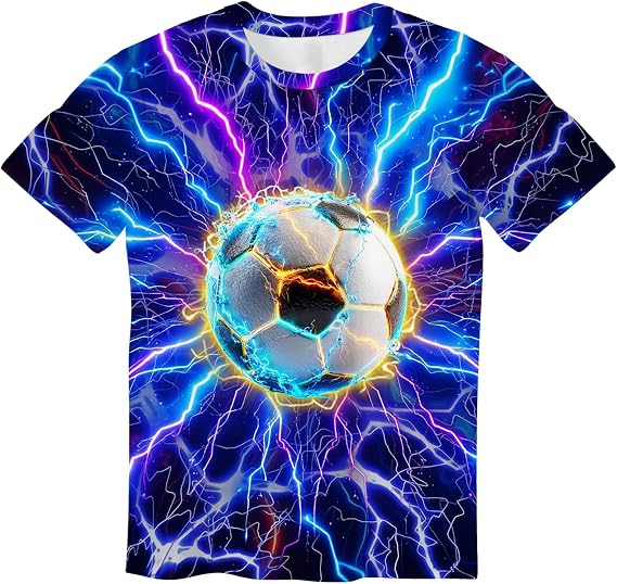 Boys T Shirt Kids Short Sleeve Tie Dye Shirt Neon 3D Graphic T Crewneck Tops Sports Shirts for Boys Girls Size 6-16
