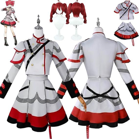 Anime Character Kasane Teto New Skin Cosplay Costume Outfit H'atsune M'iku Role Play Uniform Full Set Halloween Party Carnival Dress Up Suit with Wig for Women