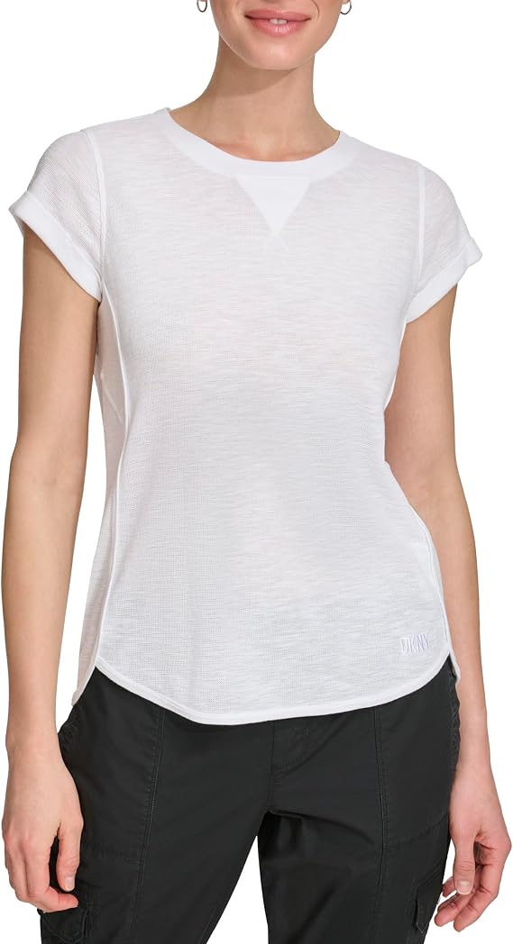 DKNY Women's Short Sleeve Mini Slub Waffle T-Shirt