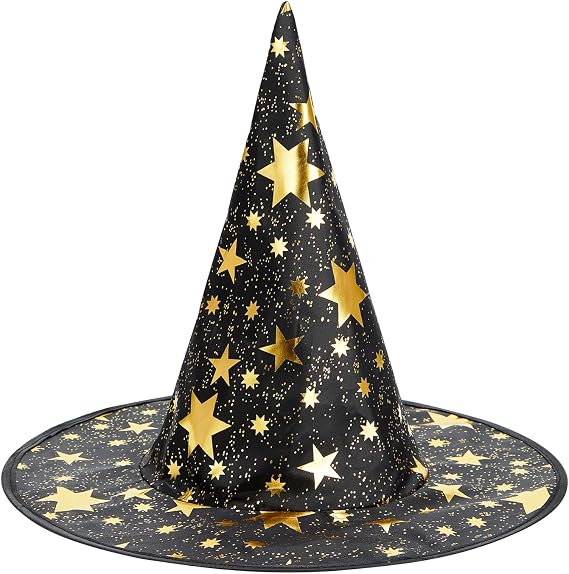 American Trends Halloween Witch Hat for Women Wizard Hat with Gold Star Cosplay Costume Accessory for Party