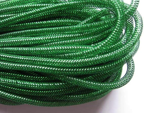 YYCRAFT One Roll 30 Yards Solid Mesh Tube Deco Flex for Wreaths Cyberlox CRIN Crafts 8mm 3/8-Inch (All Emerald)