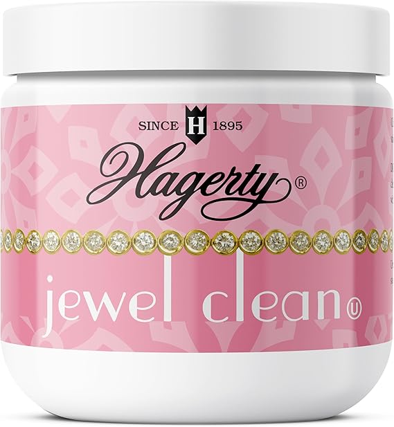 Hagerty Jewelry Cleaner - Professional Jewelry Cleaning for Diamonds, Gold, Platinum, Precious Stones and More - Kosher Certified Jewelry Cleaning Kit Includes Dipping Basket and Brush, 7 Oz.