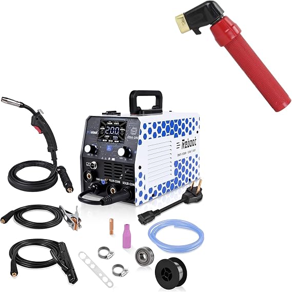 Reboot 200Amp MIG Welder 120V 240V 5 in 1 Welding Machine with Welding Electrode Holder Twist Type 400AMP