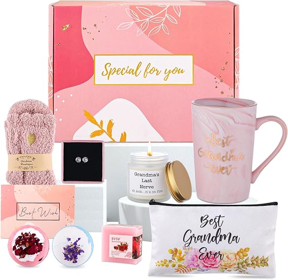 Christmas Gifts for Grandma - Birthday Gift Box From Granddaughter - Best Grandma Ever Coffee Mugs - Thoughtful Gifts Basket for Grandmother, Nana, Gigi, Mimi