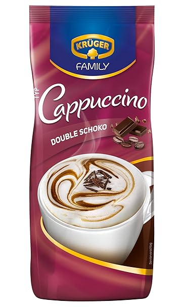KRÜGER Family Cappuccino Double Chocolate Instant Coffee 500 g Bag Flavoured drink powder soluble bean coffee caffeinated