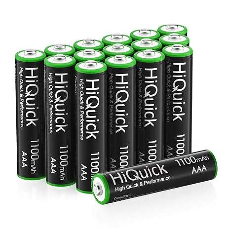 HiQuick 1100mAh AAA Rechargeable Batteries 16 Pack,Pre-Charged NiMH