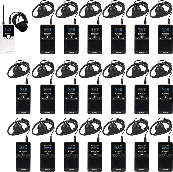 Retekess TT116 Wireless Tour Guide System Audio Whisper Guide System Tour Guide Set 200 m Noise Reduction Tour Guide Microphone Church Translation System for Tourism Factory College
