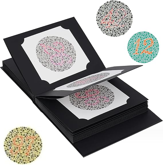 Color Blind Test Chart, Ishihara Test Chart Books with 38 Plate,Hidden Digital Design/Classification Design, for Vision Care Center Hospital Optical Shop