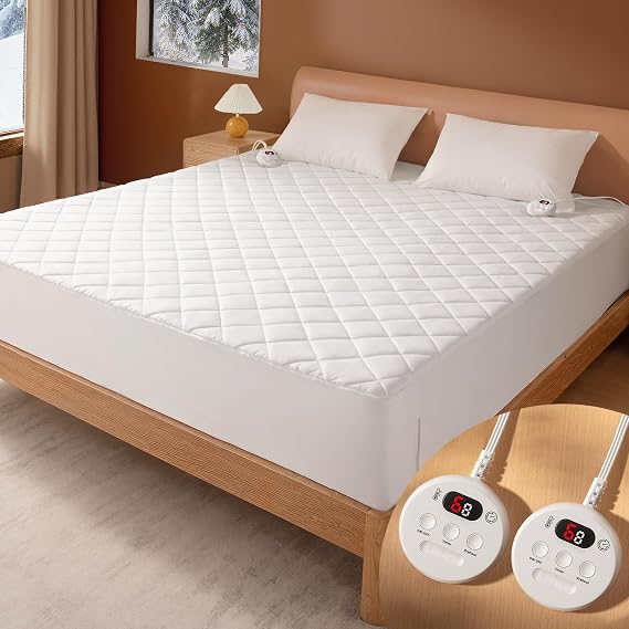 ESTINGO Heated Electric Under Blanket Bed Super King 180x200cm, Extra Large Heated Mattress Cover, 6 Heat Settings, 10H Timer Auto Off, Dual Control,