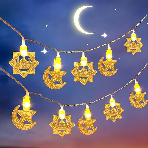 ANJAYLIA 20 LED Ramadan Lights, 10FT Battery Operated Light, Warm White | Battery Powered Fairy Light for Indoor & Outdoor, Battery String Light for Bedroom, Tent, Party, Wedding, Christmas & Holiday