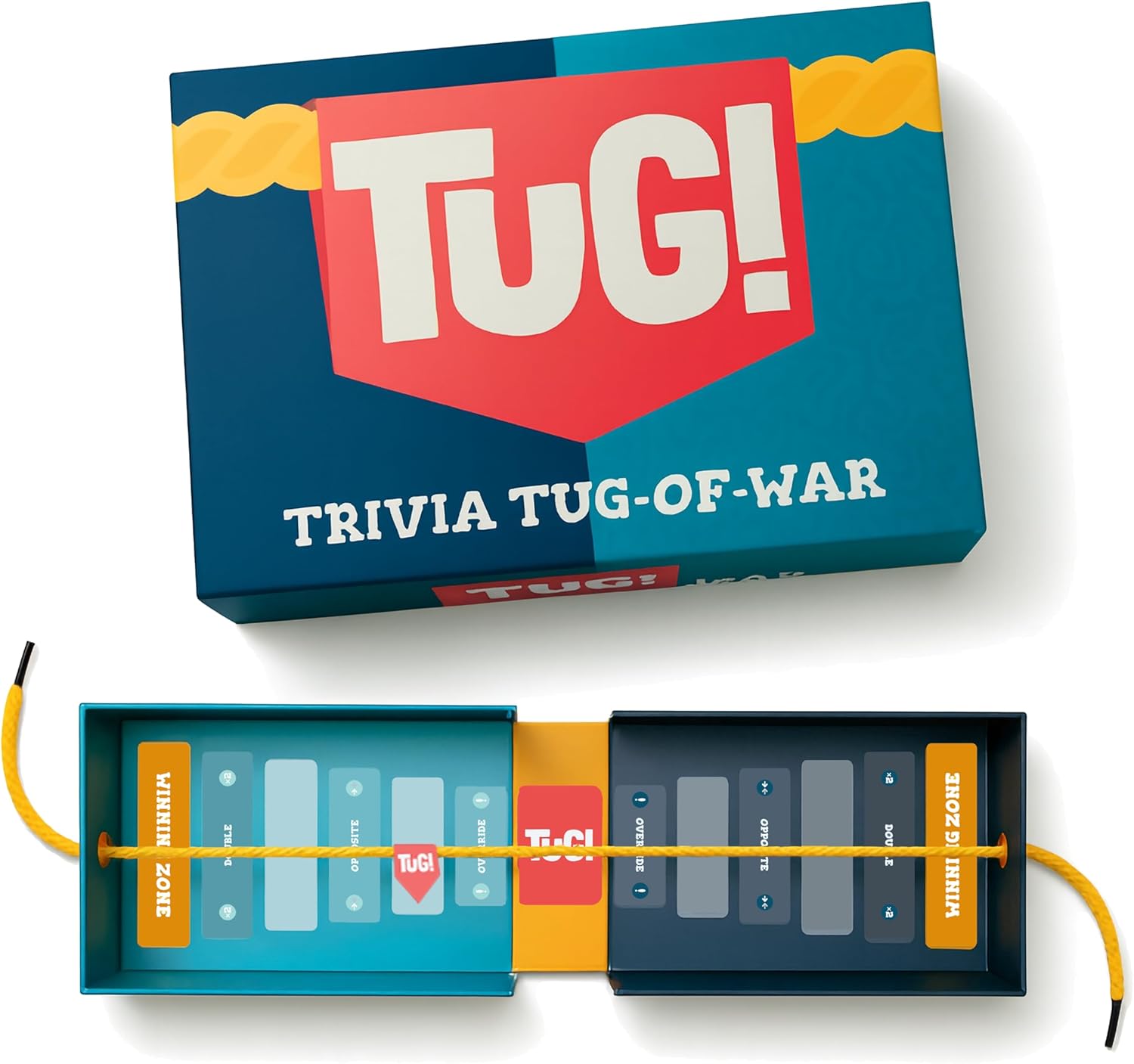 Tug! - Trivia Tug-of-War Game | 50:50 Questions | Fun Adults & Kids Family Card Game | Stocking Filler | Party Board Games for Birthday | Travel Games | Gift for Boys and Girls