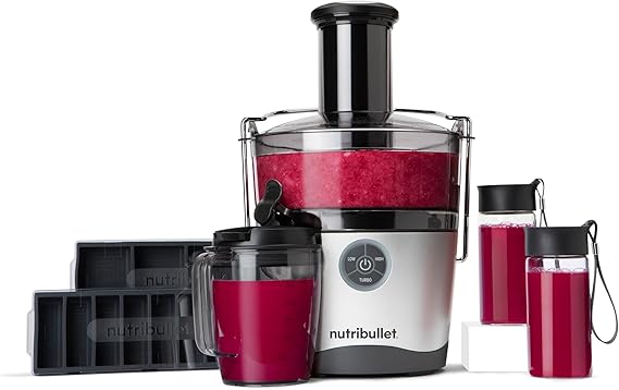 NutriBullet Juicer Pro Centrifugal Juicer Machine for Fruit, Vegetables, and Food Prep, 27 Ounces/1.5 Liters, 1000 Watts, Silver, NBJ50200