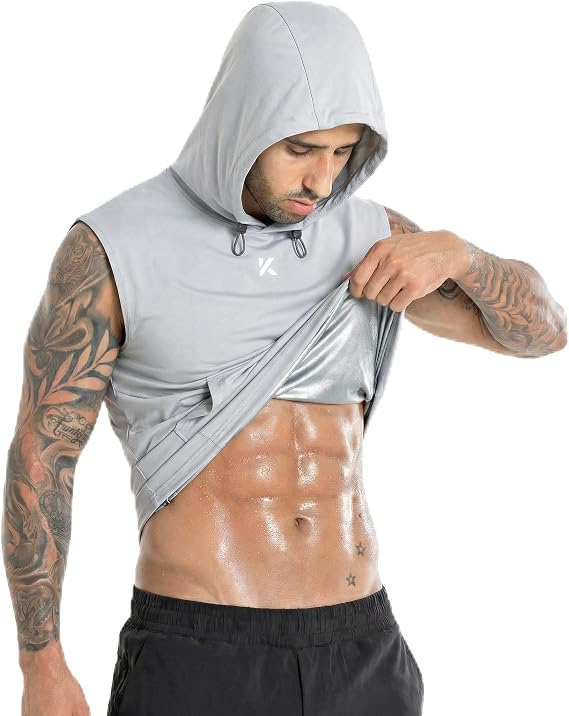 Kewlioo Sauna Shirt for Men Hoodie - Heat Trapping Sauna Suit Sweat Vest Hoodies, Sweat Suit Top for Fitness, Workouts