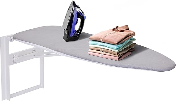 Ivation Wall-Mounted Ironing Board | Foldable 36.2 x 12.2, Fold Down Ironing Station for Home, Apartment & Dorms, Easy-Release Lever, Removable Cotton Cover, Mounting Hardware Included