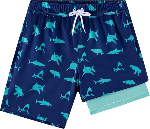 Boys Swim Trunks with Compression Liner 1-3 Pack, Bathing Suit, UPF 50+, Beach Shorts for 5-16 Years