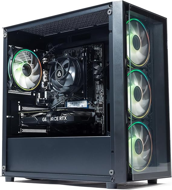 GTR Gaming PC | Intel Core i5 12400F | RTX 5060 8GB | 16GB DDR4 3200MHz | 1TB NVMe SSD | 600W 80+ Bronze PSU | Windows 11 | WiFi | ARGB Glass-Black Case