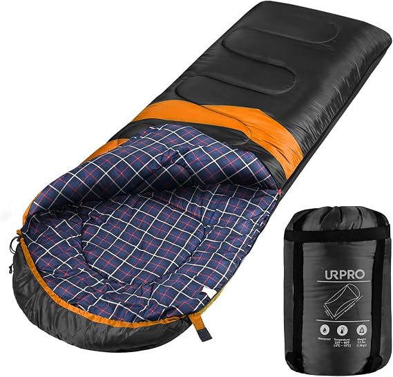 1.6kg Sleeping Bag 3-4 Seasons Warm Cold Weather Lightweight, Portable, Waterproof Sleeping Bag with Compression Sack for Adults & Kids - Indoor & Outdoor: Camping, Backpacking, Hiking (Black)