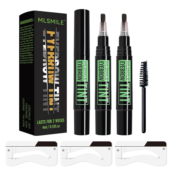 2PCS Temporary Eyebrow Tint Set, Brown Eyebrow Gel, Natural Color Eye-Brow Gel Waterproof Longlasting, Last Up to 7 Days