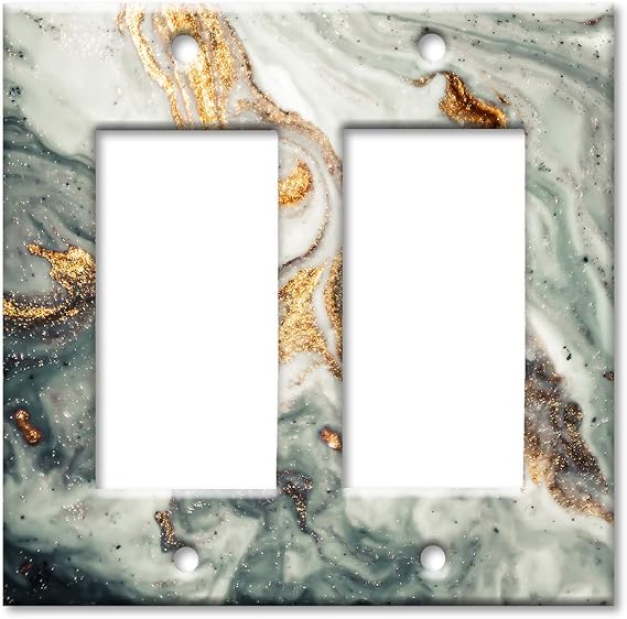 Art Plates 2-Gang Rocker Decorator OVERSIZE Switch Plate - OVER SIZE Wall Plate - Gold Granite - Made in USA