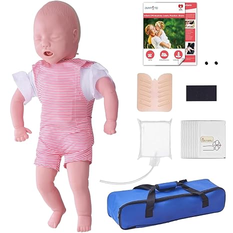 Infant CPR Manikin, Baby Airway Obstruction Heimlich Training Manikin Nursing Model Full Body CPR Infarction First Aid Practice CPR Dummy for Educational Teaching Medical Research