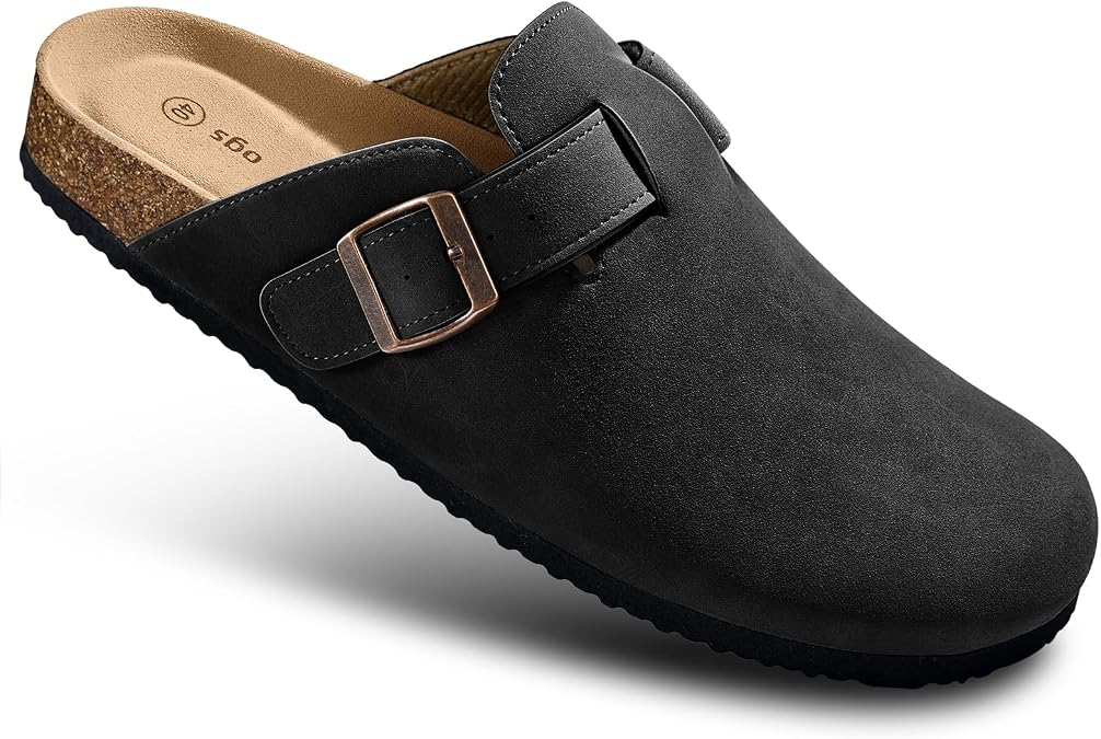 BULLIANT Women Mule Clogs-Cushioned Cork Footbed-Arch Support-Fleece Lined | Unisex | Adjustable Fit | Memory Foam Cushioning | Wet-Resistant PU Shoes for Nurses & Housekeepers