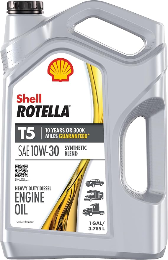 Shell Rotella T5 Synthetic Blend 10W-30 Diesel Engine Oil, 1 Gallon