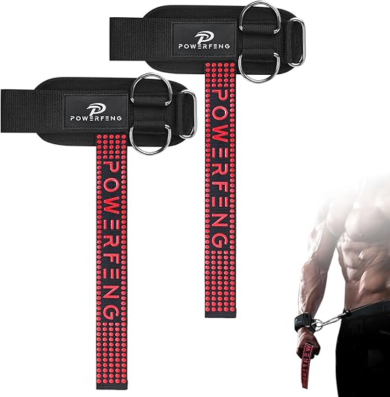 Weight Lifting Straps with D Rings for Gym Cable, Non-Slip Wrist Support, Weightlifting Straps for Bodybuilding, Powerlifting, Strength Training & Deadlifts (2Pcs)