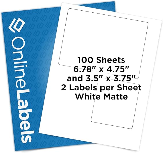 OnlineLabels USPS Click-N-Ship Labels - White Matte - 100 Sheets