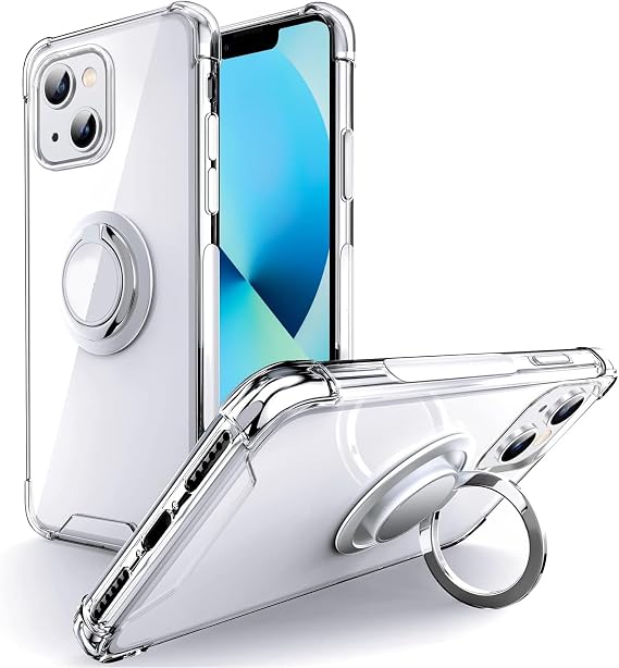 Silverback Designed for iPhone 13 Case Clear with Ring Kickstand, Protective Shock -Absorbing Bumper Shockproof Phone Case for Apple iPhone 13 6.1 inch-Clear | Protective Soft TPU, Shock Absorbing Bumper, Shockproof, Transparent Slim
