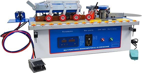 TECHTONGDA Edge Bander Desktop Automatic Double-Sided Edge Banding Machine for Woodworking, Automatic Band Breaking for Straight and Curved Edges with 0-6m/min Adjustable Banding Speed 1200W