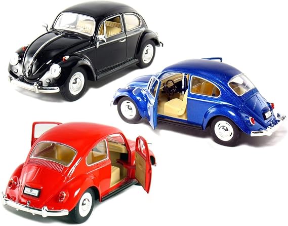 KiNSMART 1967 Volkswagen Beetle 1:24 Ölçekli 6½ "Die Cast Metal Model Oyuncak Araba 3Set