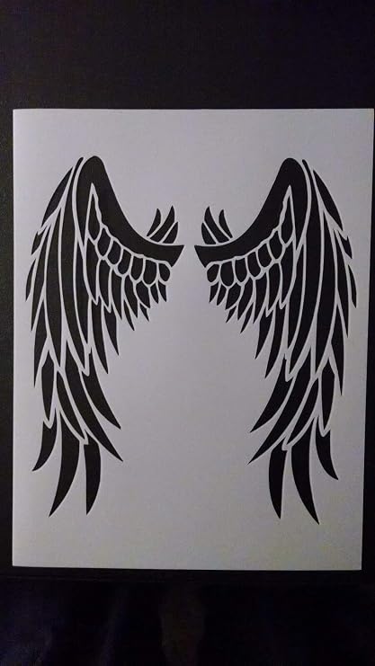Reusable Sturdy Stencil Devil Angel Bird Wings Wing 8.5" x 11" Cut Stencil Sheet (not Paper) Arts and Crafts Material Scrapbooking for Airbrush Painting Drawing