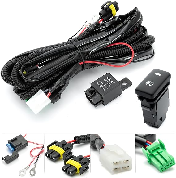 H11 H8 880 881 Fog Light Wiring Harness for Toyo'ta 2005-2022 Tacoma w/OEM Factory Style ON/Off Switch Kit & 40A Relay Fog Lamps Socket Wire Connector for LED Fog Driving Lights