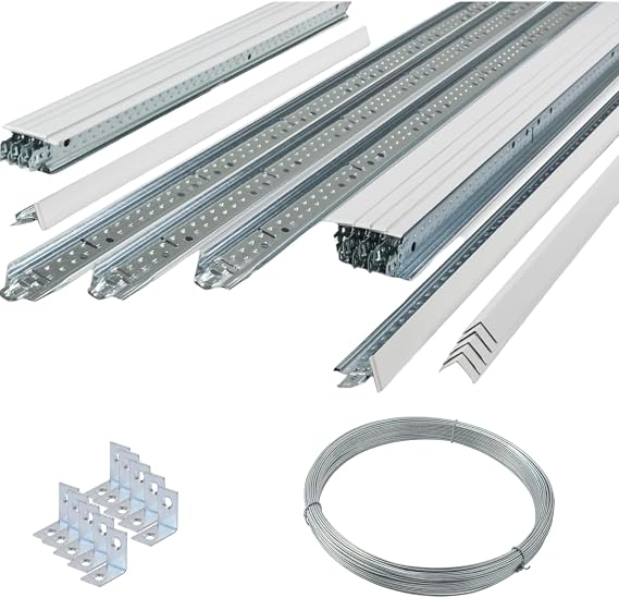 10m2 White Suspended Ceiling Grid System 600 x 600mm 24mm Wide, Complete Grid System (Tiles Not Included)