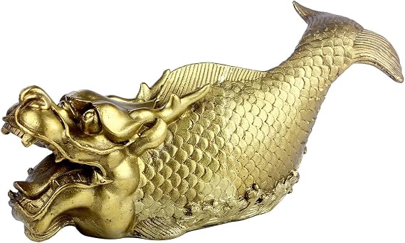 Brass Magical Dragon Fish Statue Wealth Power Figurine Home Decoration