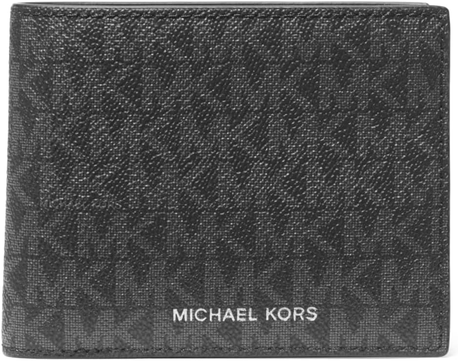 Michael Kors Men's Greyson Billfold Wallet with Passcase, Black Signature, One Size, Greyson Billfold Wallet with Passcase