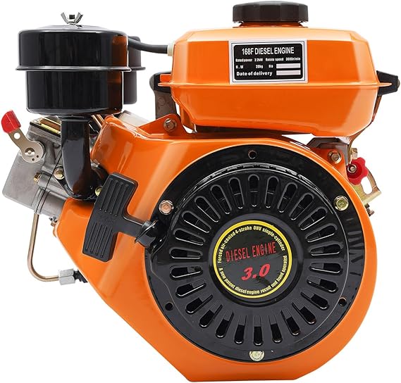 Diesel Engine, 196CC 3HP 6 HP 4 Stroke Single-Cylinder Air-Cooled Diesel Engine, Motor Manual Recoil Start For Small Agricultural Machinery