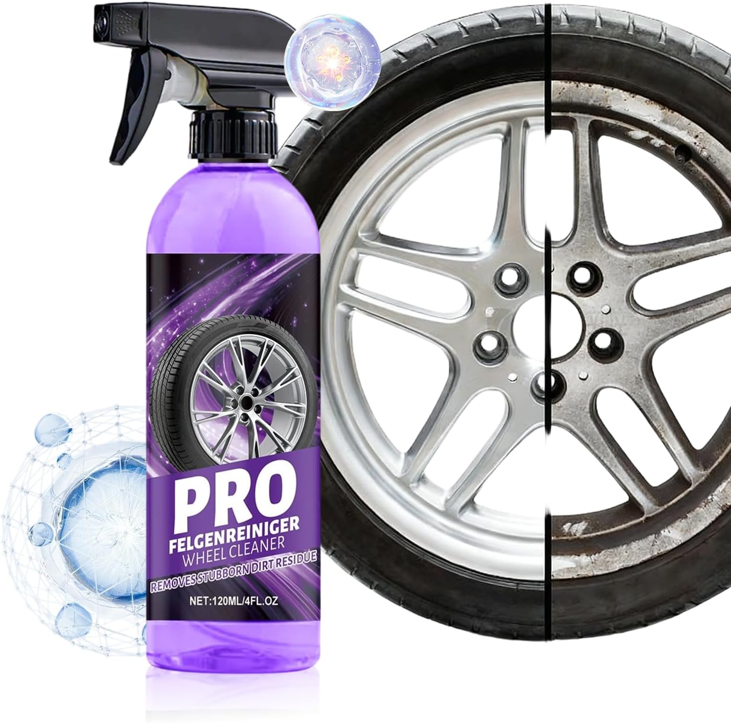 Tire Rim Cleaner | 120ml Heavy-Duty Foaming Coating,Tire Rim Cleaner,for Car Interior Exterior Detailing Brake Engine Hub