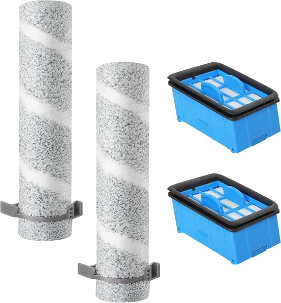 Accessory Kit for Bissell CrossWave OmniForce Edge 4076 4087 4000 4017N | 3999N Includes 2 Brush Rollers & 2 HEPA Filters for Wet/Dry Vacuum Cleaners