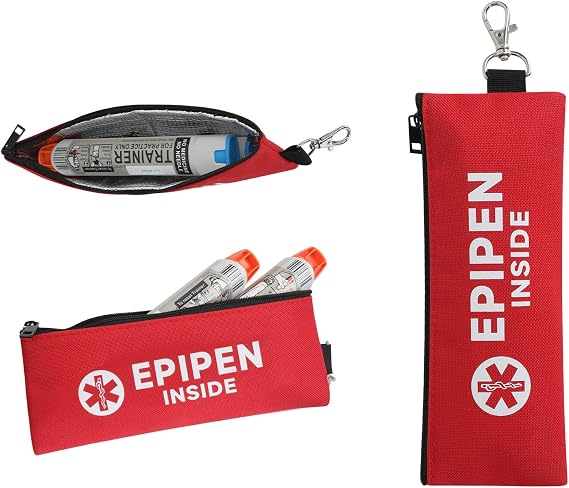 YOUSHARES EpiPen Carry Case - Epi Pen Travel Case Insulated, Epi Pen Holder Bag, Epipen Carrier Emergency Medical Pouch, Injection Travel Case for Allergy, Syringe, Medicine Essentials & Diabetes(Red)