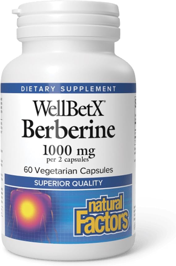 Natural Factors WellBetX Berberine 1,000 mg per Serving, 60 Veg Caps