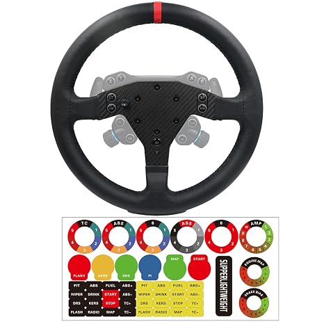 Obokidlyamor F1 Formula Real Carbon Fiber For Logitech RS50 System Racing Wheel; Replace lightweight Suede/Leather Compatible with Logitech G RS TRUEFORCE Force Feedback Hub (13 inch-Full Leather)