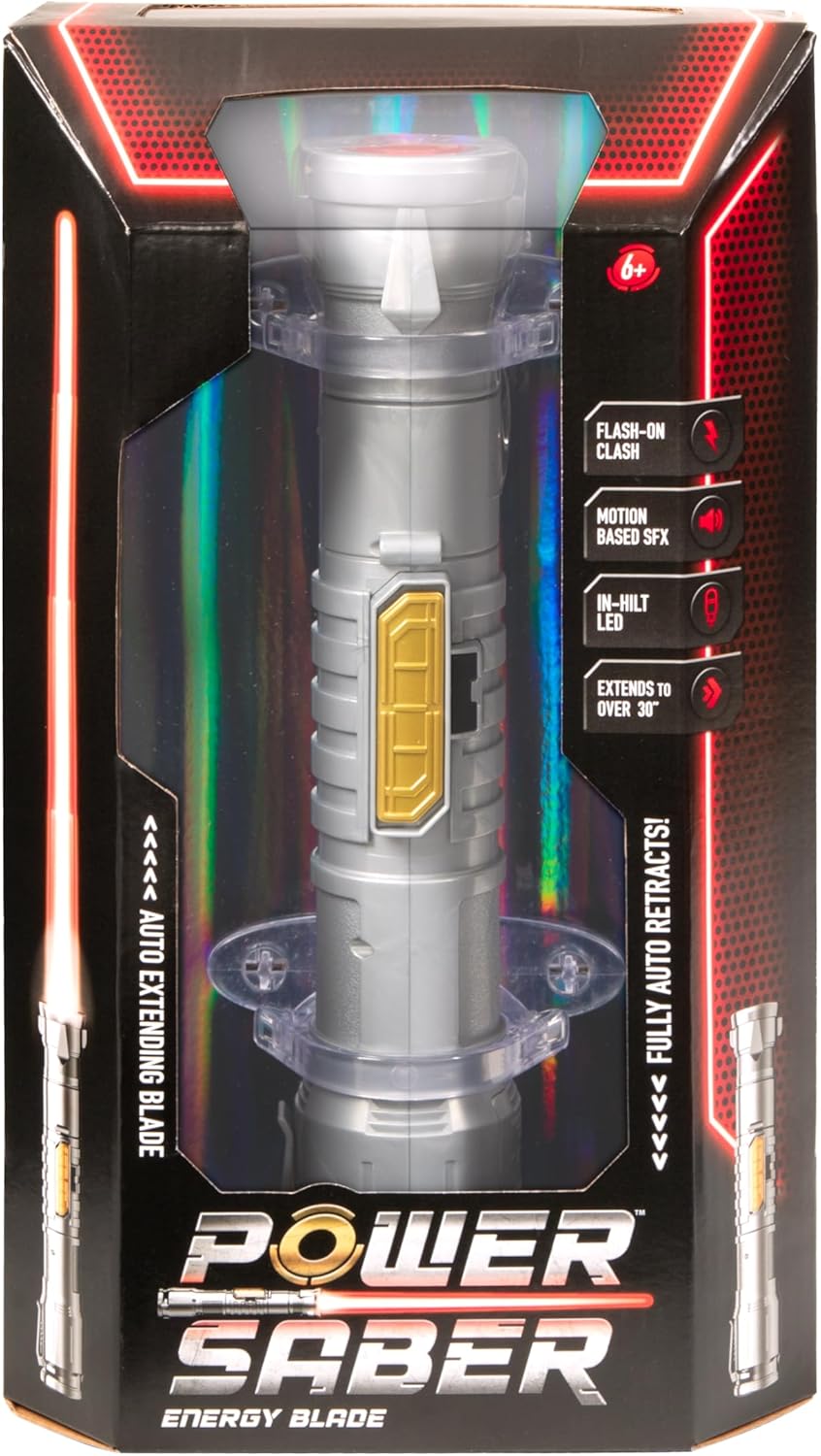 Power Saber: Red | Auto Extending 30" LED Energy Blade | With Motion Based Light and Sound Effects | Recommended Ages 6