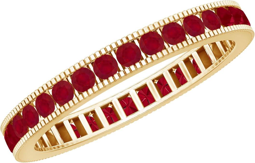 Real Ruby Channel Set Eternity Ring, AAA Quality - July Birthstone