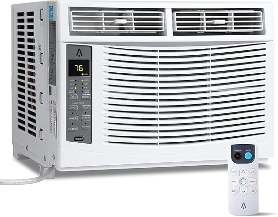 6000BTU Window Air Conditioner, Cools Up to 250 Sq. Ft., Window AC Units With Cool and Fan Functions, Ultra Quiet, 24H Timer Small AC Unit, Energy Savings, Remote Control
