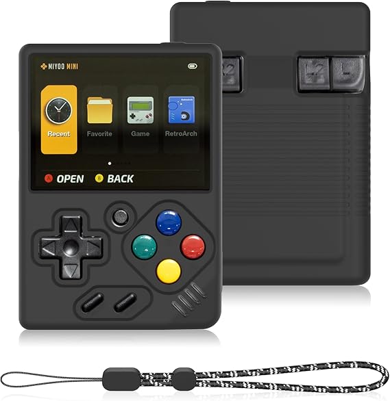 Miyoo Mini V4 El Oyun Konsolu için Silikon Kılıf, Kaymaz, Darbeye Dayanıklı, Yumuşak Koruyucu Kılıf Miyoo Mini V4 için Kordonlu - Siyah